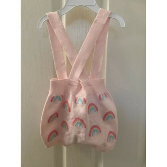 Angel Dear Rainbow Suspender Knit Shorts Bloomers Pink Size 12-18 Months NWT - Picture 7 of 9